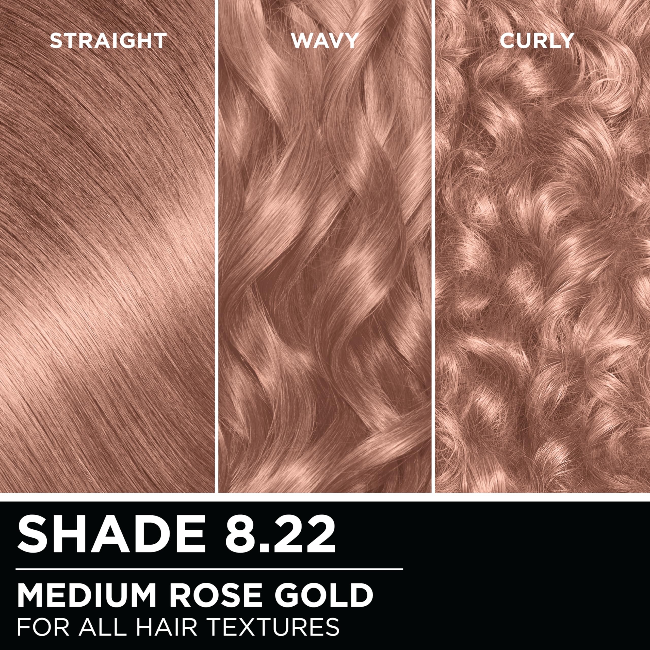 Garnier Hair Color Olia Ammonia-Free Brilliant Color Oil-Rich Permanent Hair Dye, 8.22 Medium Rose Gold, 2 Count (Packaging May Vary)